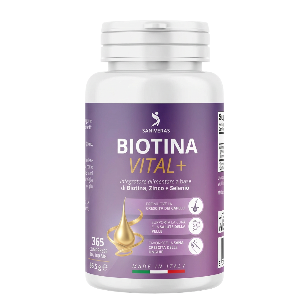 Flacone Biotina Vital+ Saniveras Made in Italy, 365 compresse